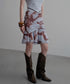 Smoke Dye Ruched Flounce Skirt